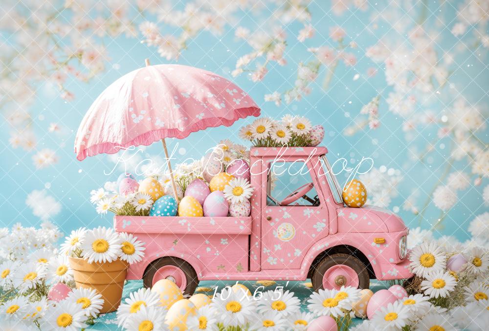 Kate Easter Truck Flowers Umbrella Backdrop Designed by Emetselch