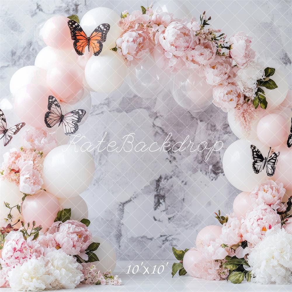 Kate Spring Floral Balloon Arch Butterfly Backdrop Designed by Emetselch