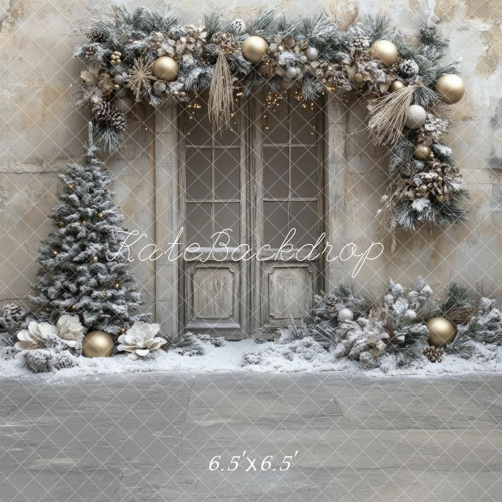 Kate Christmas Tree Rustic Door Backdrop Designed by Lidia Redekopp