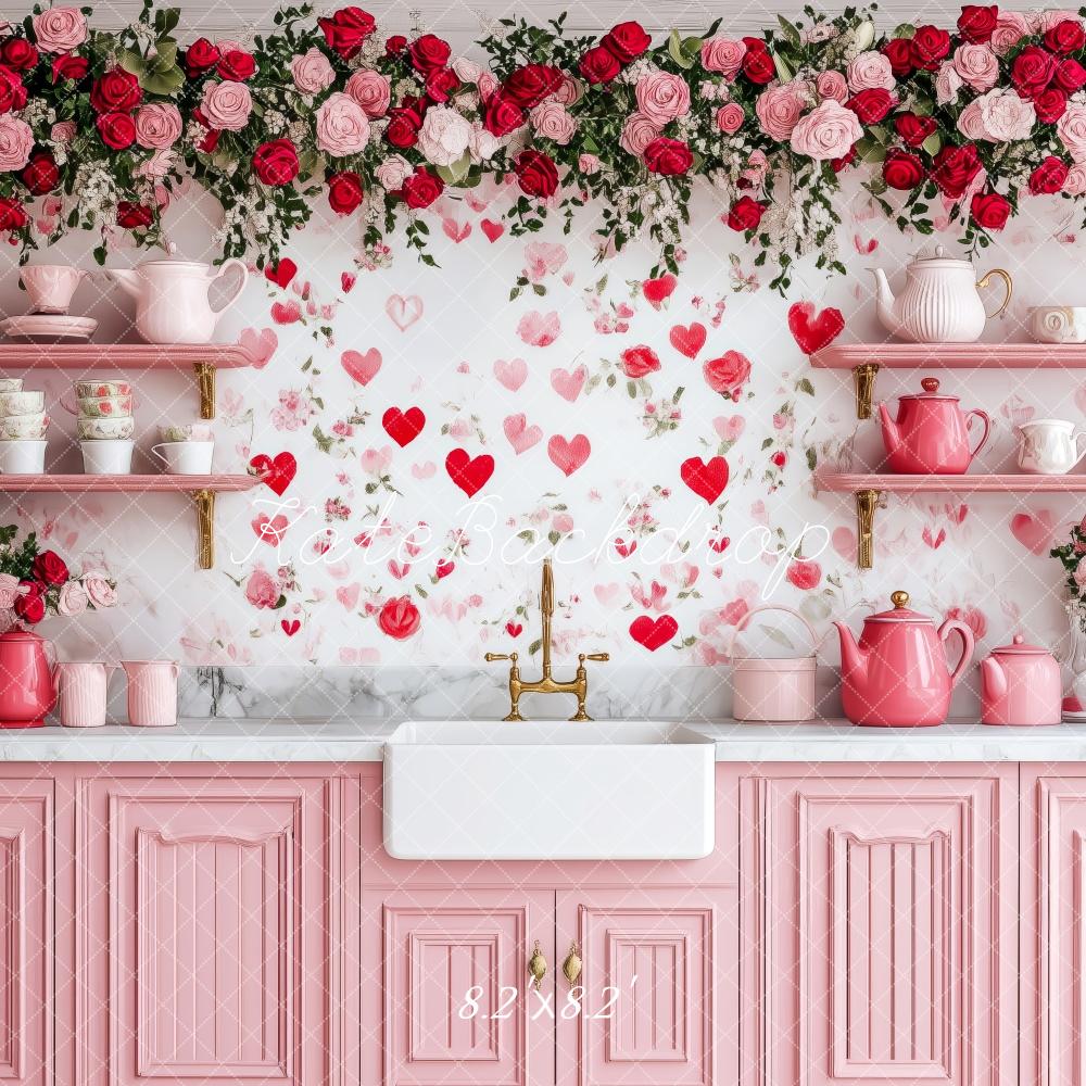 Valentine Keuken Rozen Roze Foto Achtergrond Designed by Patty Roberts