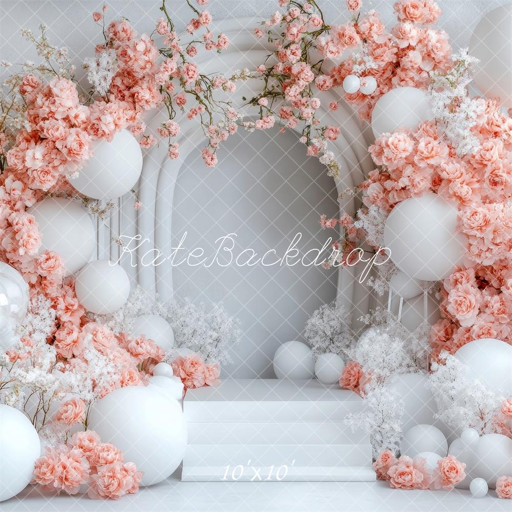 Kate Spring Flower Arch Balloon Pink Backdrop Designed by Emetselch