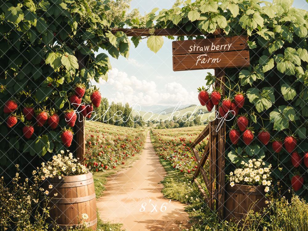 Kate Spring Strawberry Farm Path Rustic Backdrop Designed by Emetselch