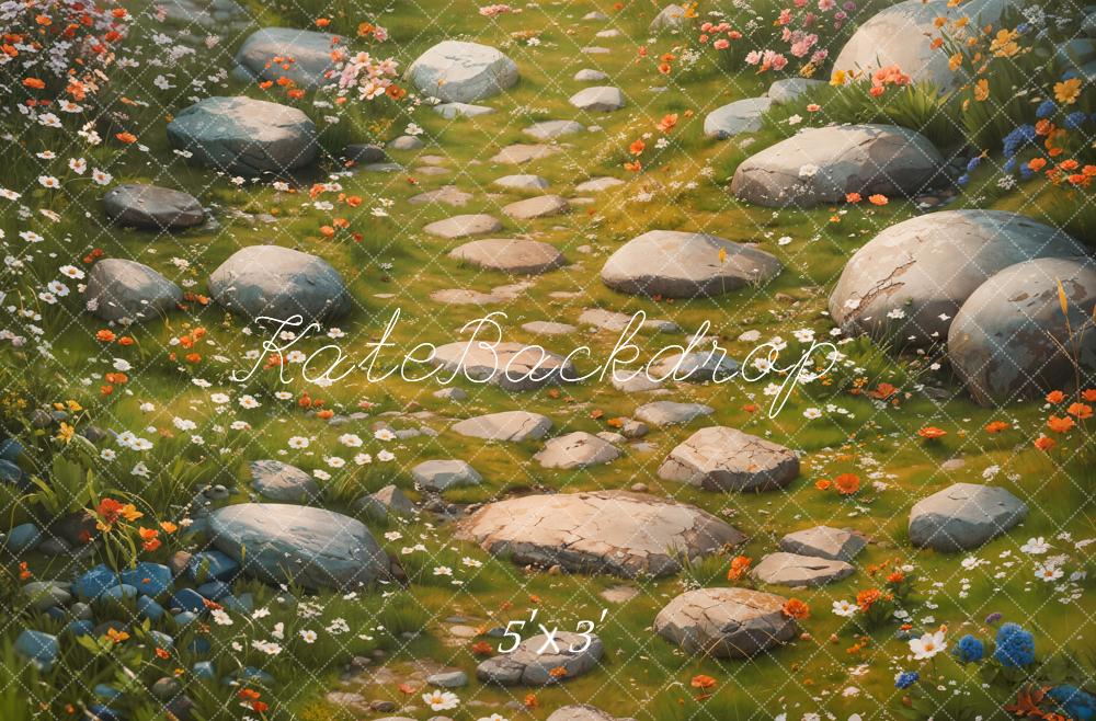 Kate Spring Floral Stone Pathway Floor Backdrop Designed by Kate Image