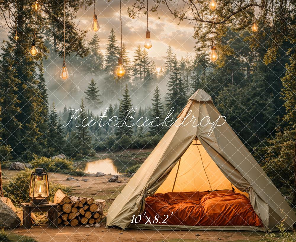 Kate Camping Forest Tent Lights Backdrop Designed by Emetselch