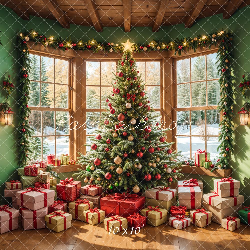 Kate Christmas Tree Winter Interior Windows Backdrop Designed by Emetselch