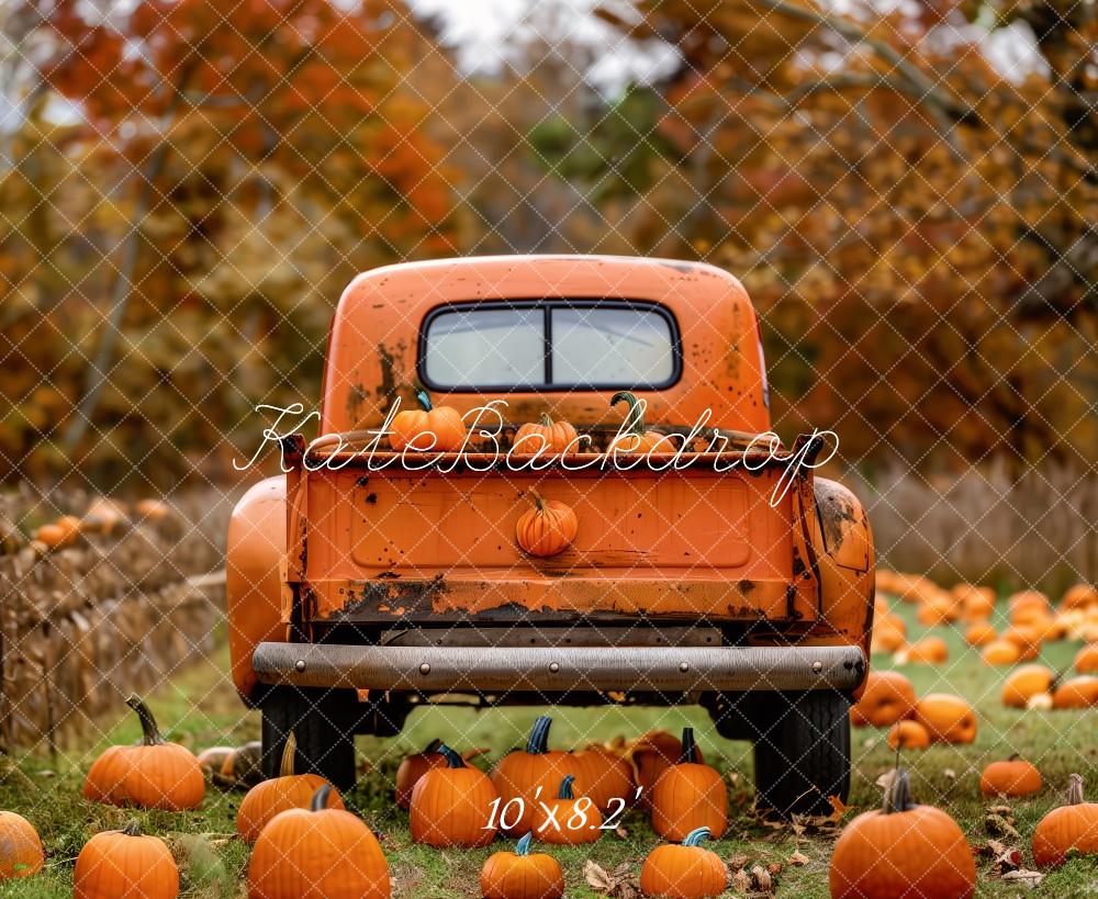 Kate Fall Orange Truck in Pumpkin Patch Backdrop Designed by Patty Robert