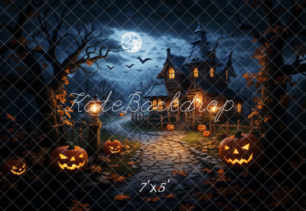 Halloween Pumpkin Magic Dark Forest Castle Backdrop Progettato da Emetselch