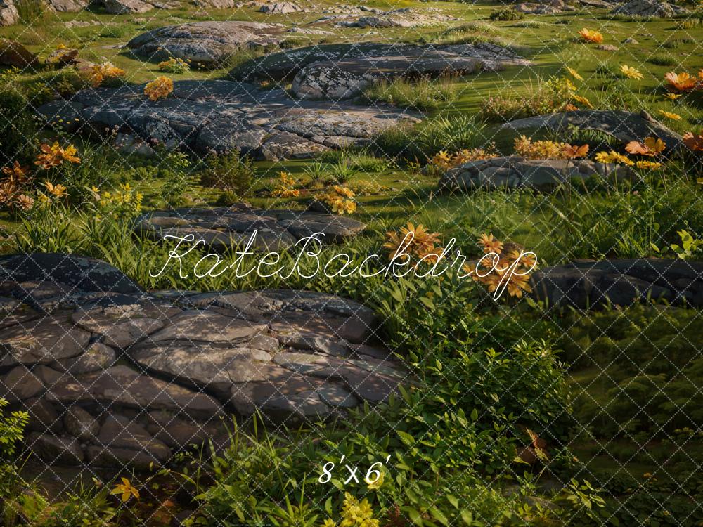 Green Grass Stones Floor Backdrop Designed by Kate Image