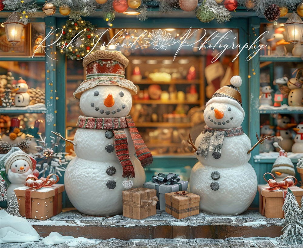 Kate Christmas Happy Snowman Shop Backdrop Designed by Laura Bybee