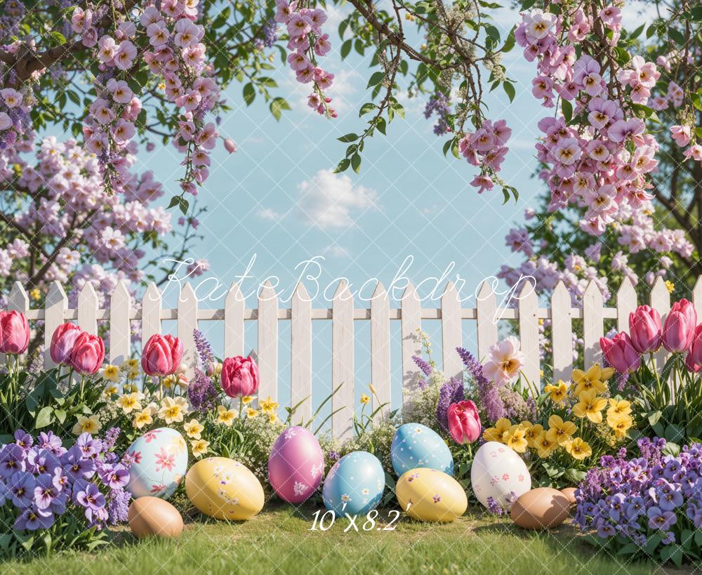 Kate Easter Egg Floral Garden Fence Backdrop Designed by Emetselch