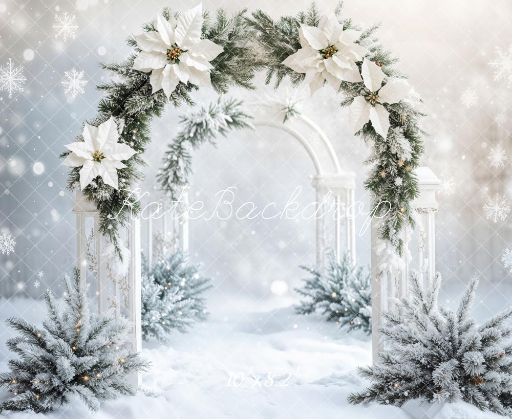 Kate Winter White Floral Arch Backdrop Designed by Emetselch