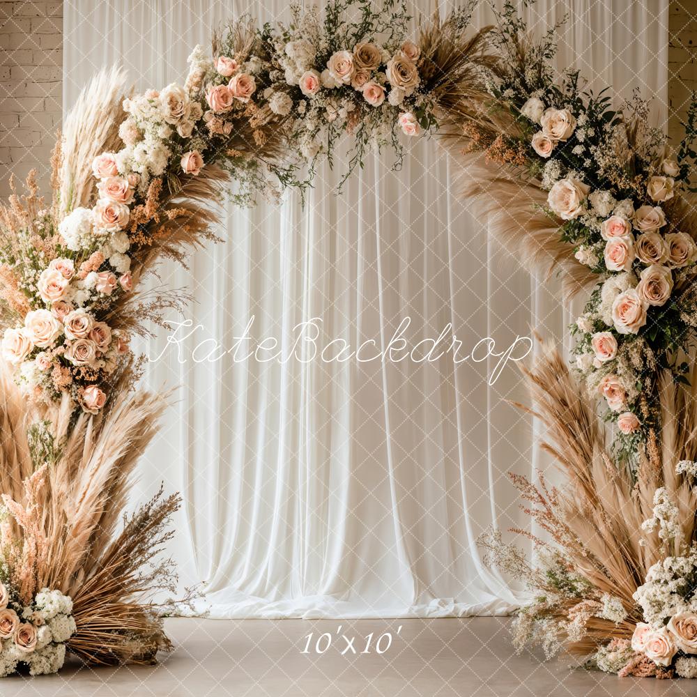 Kate Boho Pampas Grass Flower Arch Backdrop Designed by Emetselch