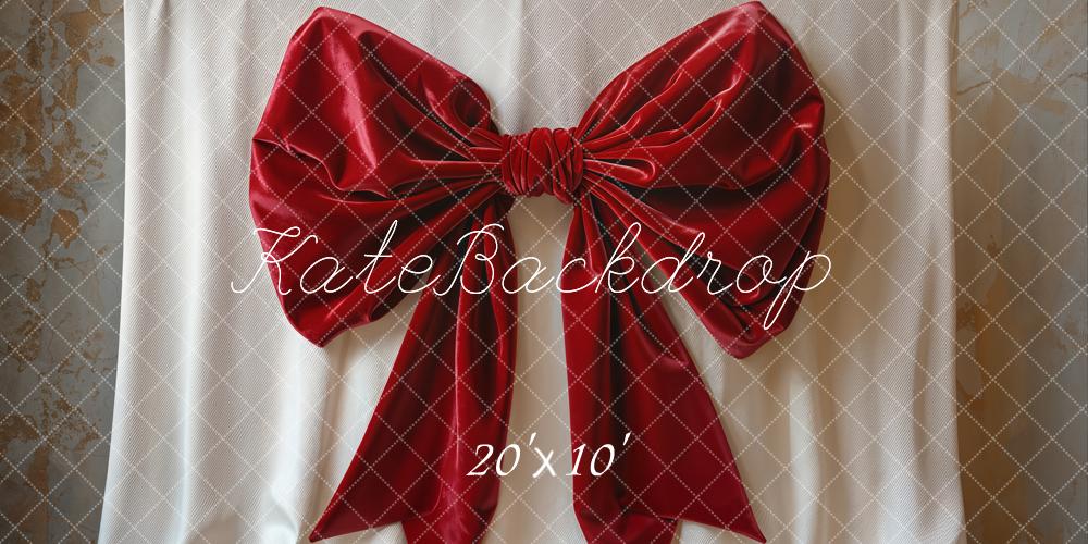 Kate Red Big Bow Elegant Fabric Backdrop Designed by Emetselch