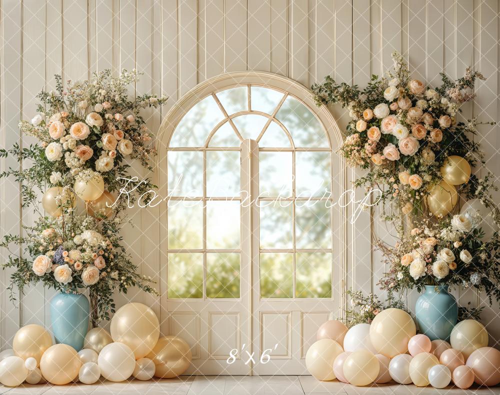 Kate Wedding Floral Arched Window Balloons Backdrop Designed by Emetselch