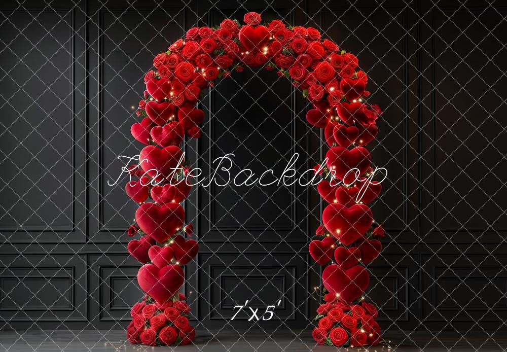 Kate Valentine Red Rose Heart Arch Backdrop Designed by Mini MakeBelieve