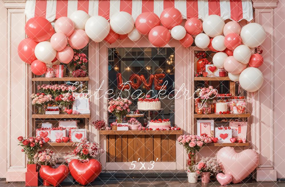 Kate Valentine Balloon Heart Cake Shop Backdrop Designed by Emetselch