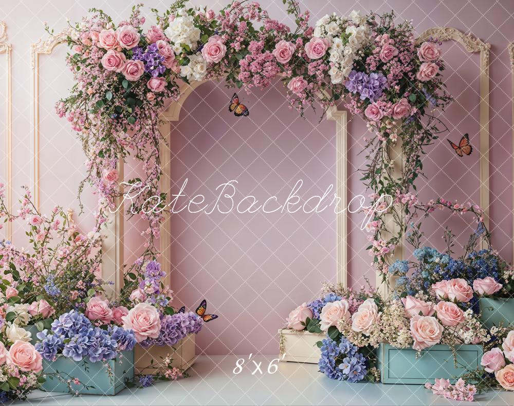 Kate Spring Wedding Floral Arch Pink Backdrop Designed by Emetselch