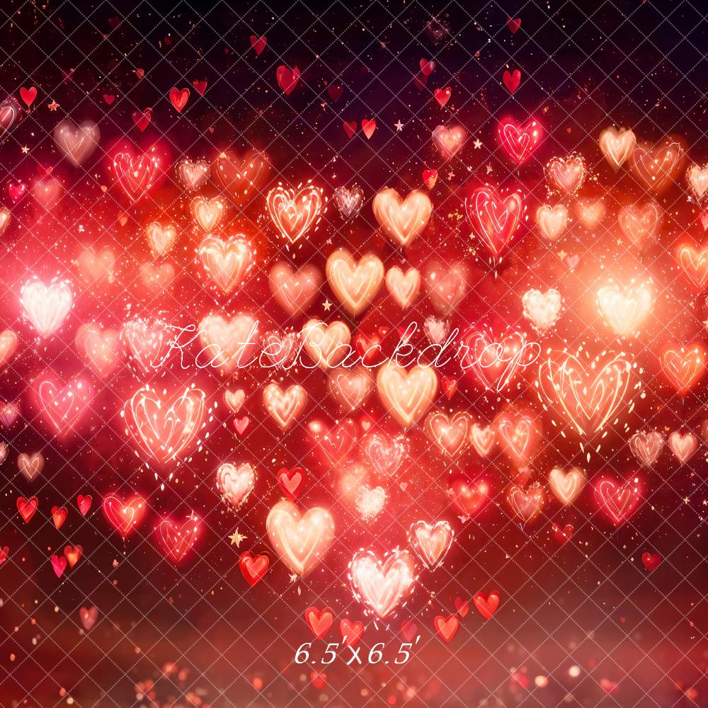 Kate Valentine's Day Heart Bokeh Red Backdrop Designed by Emetselch