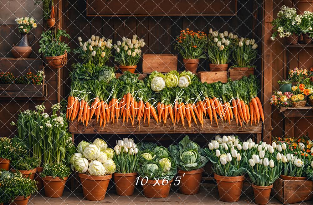 Kate Easter Market Carrots Flowers Backdrop Designed by Emetselch