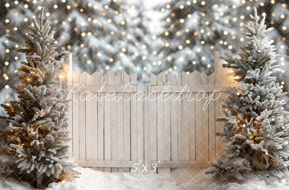 Kate Christmas Tree Brown Wooden Fence Backdrop Designed by Emetselch