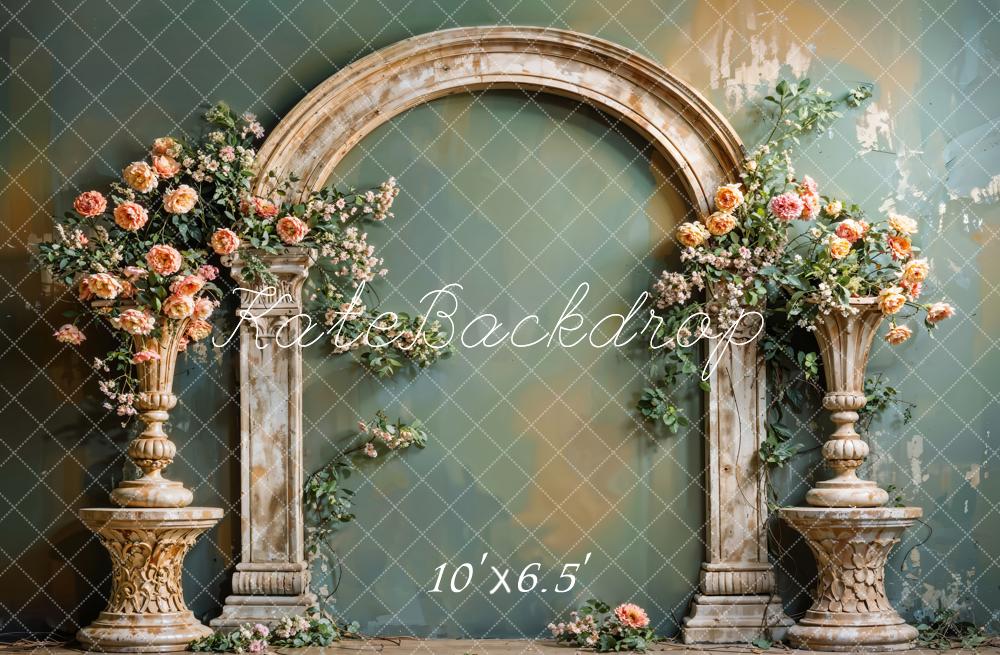 Kate Fine Art Flower Vintage Arch Green Wall Backdrop Designed by Emetselch