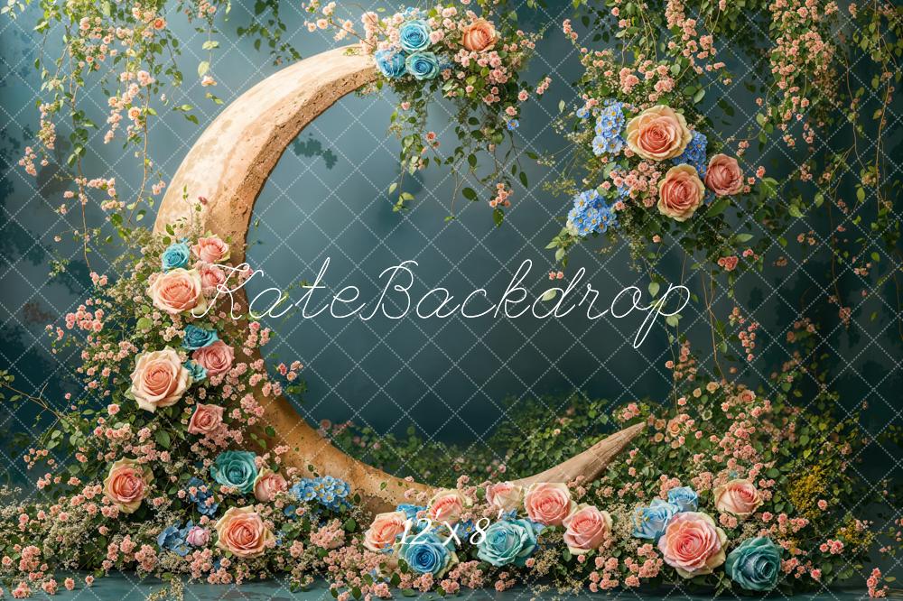 Kate Mother's Day Floral Crescent Moon Backdrop Designed by Emetselch