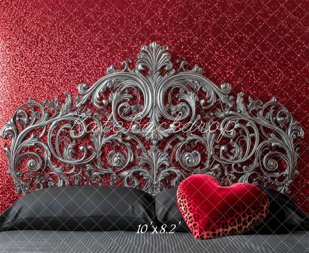 TEST Kate Valentine Headboard Red Glitter Ornate Backdrop Designed by Mini MakeBelieve