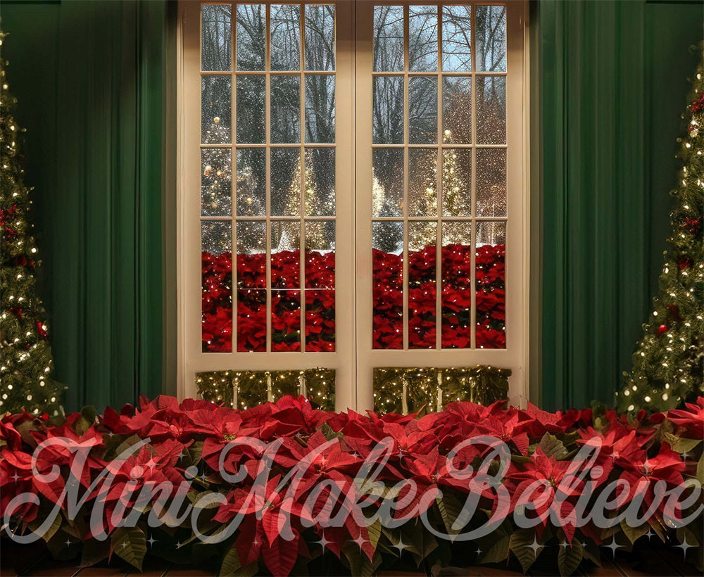 Kate Christmas Vintage Yellow Framed Window Green Wall Backdrop Designed by Mini MakeBelieve