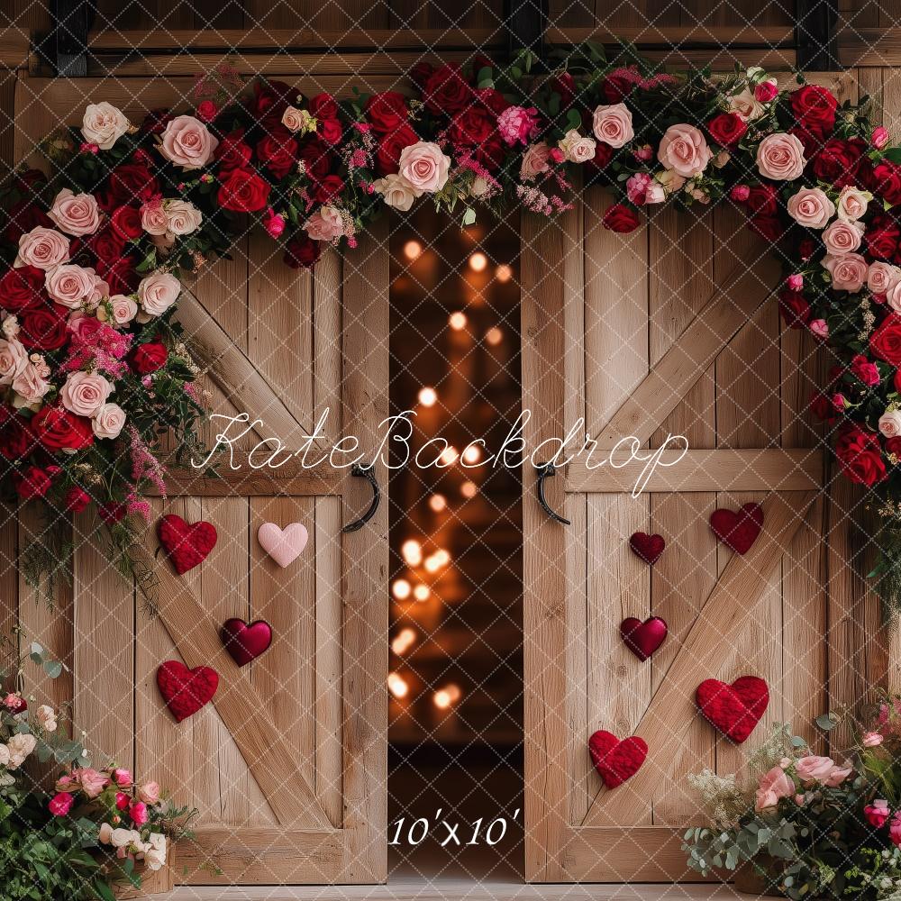 Kate Valentine Floral Heart Barn Door Backdrop Designed by Patty Roberts