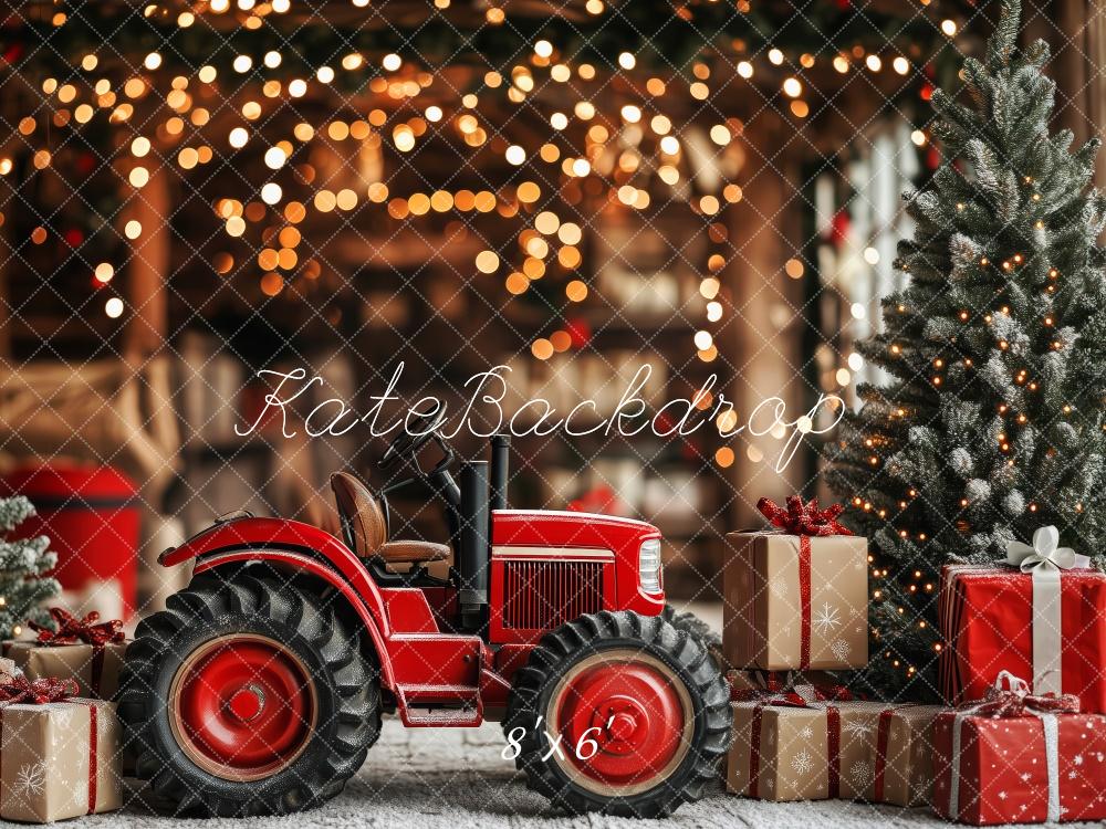 Kerst Tractor Gift Lights Foto Achtergrond Designed by Patty Roberts