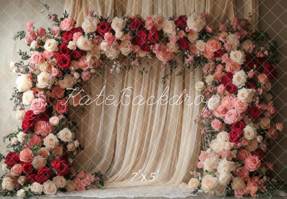 TEST Kate Valentine Flower Arch Wedding Curtains Backdrop Designed by Mini MakeBelieve