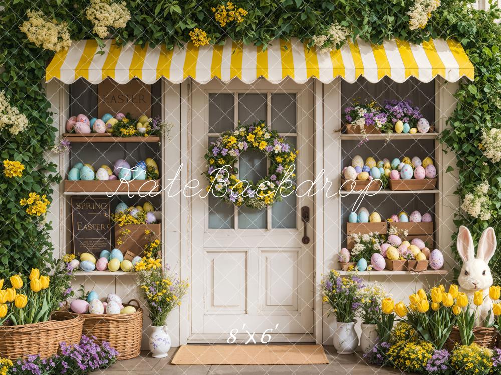 Kate Easter Bunny Floral Yellow Shop Backdrop Designed by Emetselch