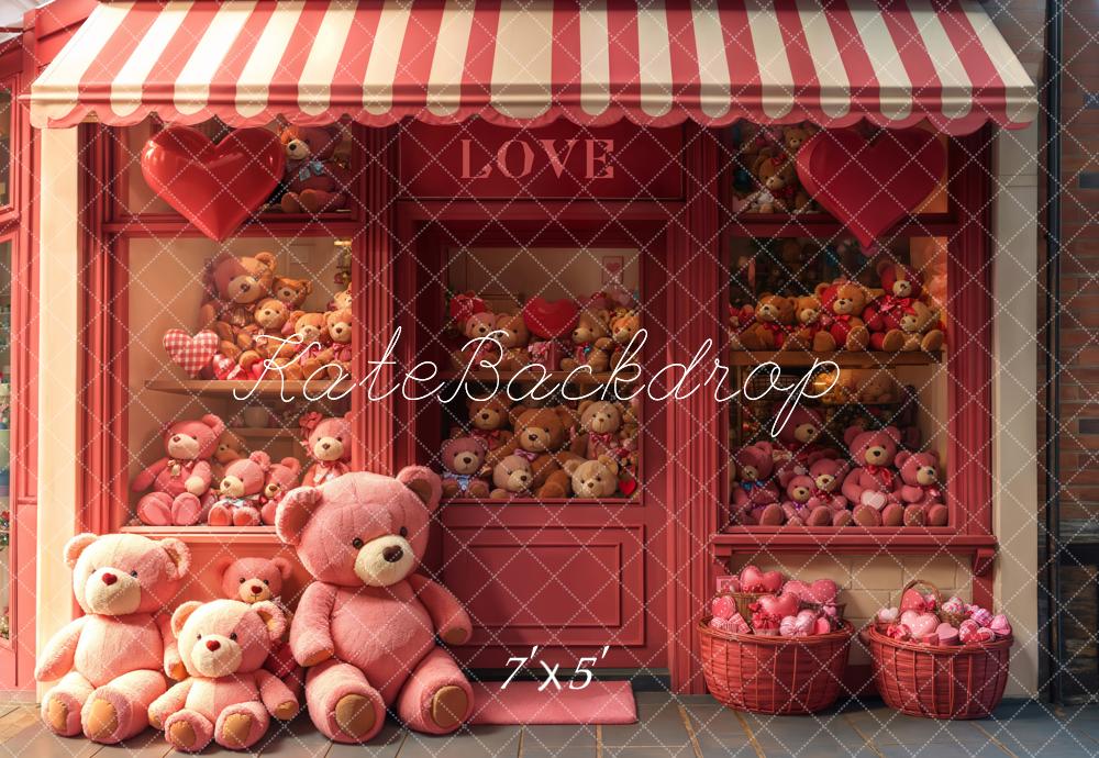 TEST Kate Valentine Teddy Bear Storefront Pink Backdrop Designed by Emetselch