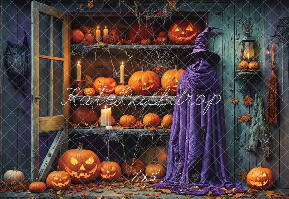 Kate Halloween Shabby Pumpkin Store Backdrop Designed by Emetselch