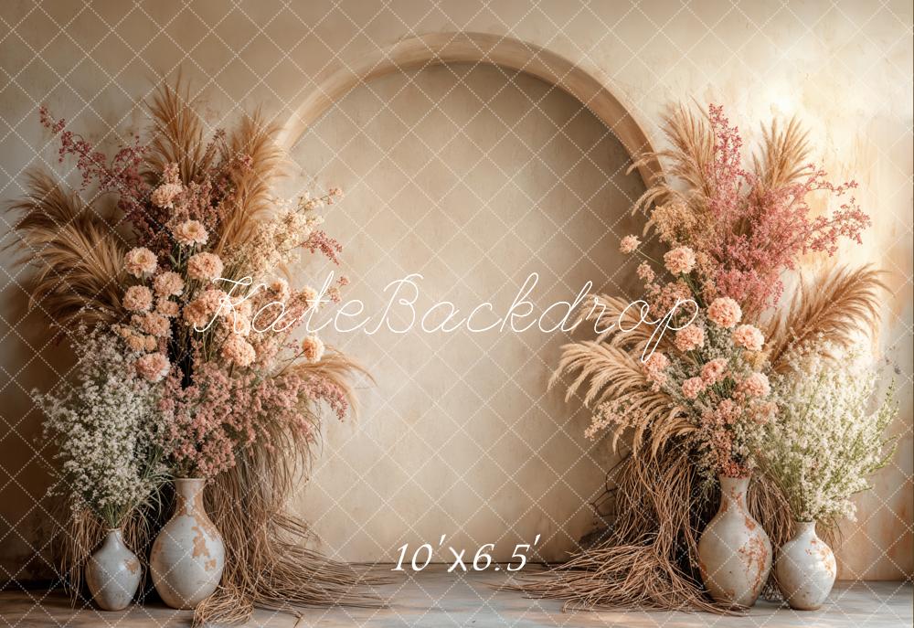 Kate Boho Flower Arch Beige Backdrop Designed by Emetselch