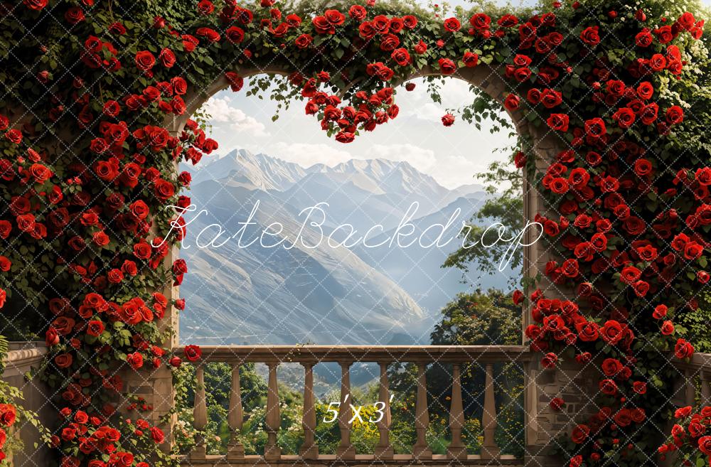 Kate Flower Arch Balcony Mountain Backdrop Designed by Emetselch