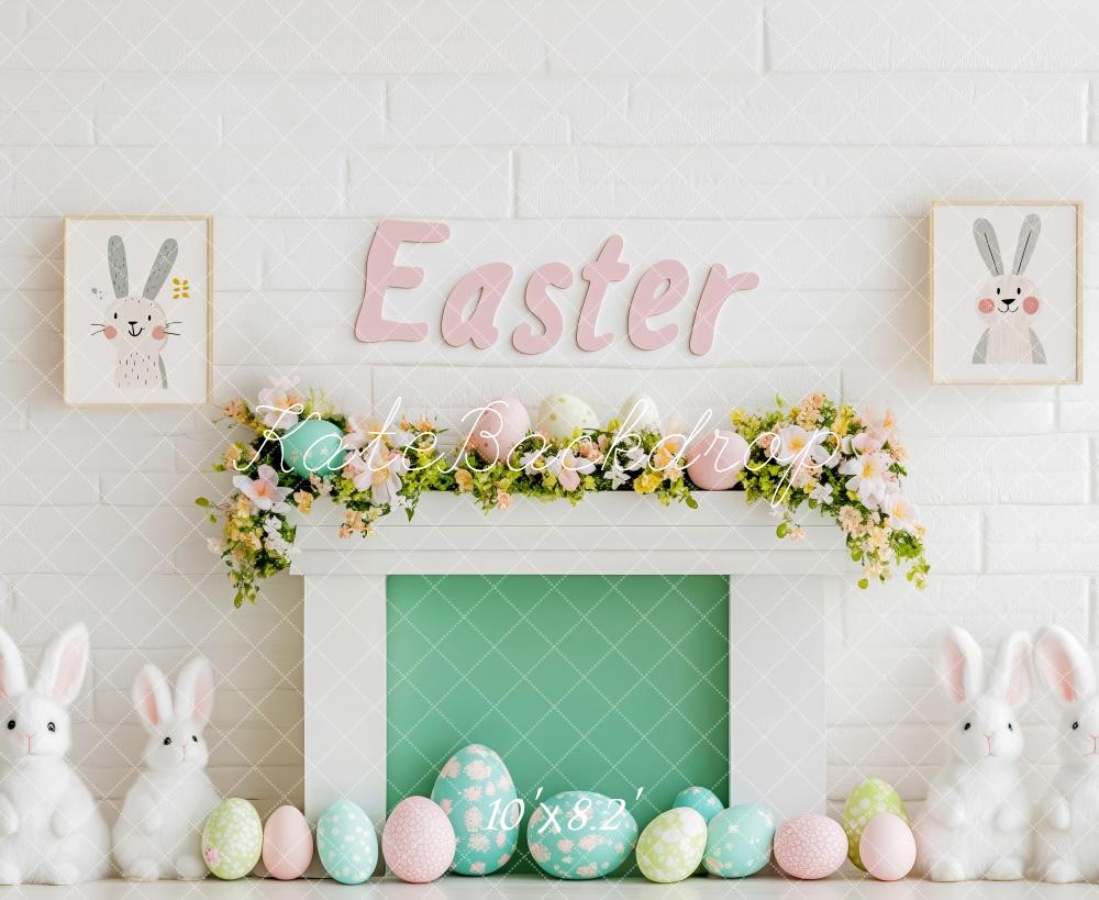 Kate Easter Bunny Egg Fireplace  Backdrop Designed by Patty Roberts