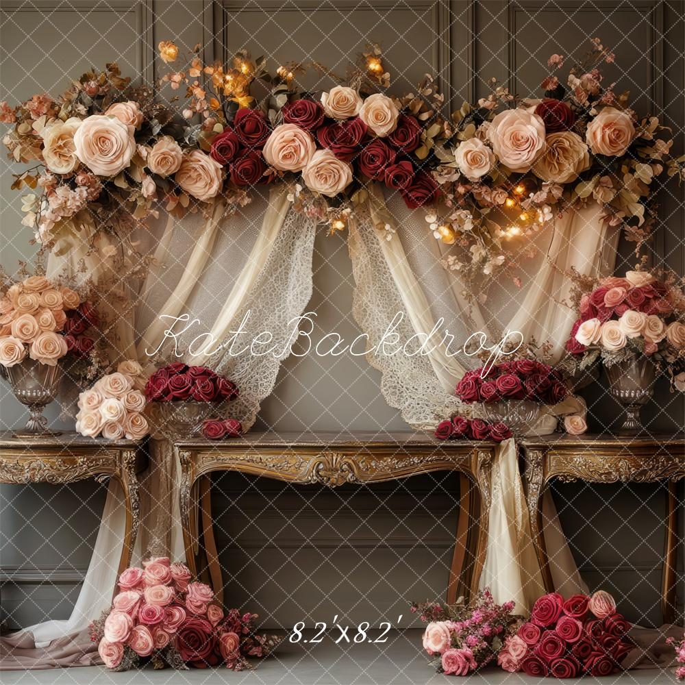 Kate Romantic Floral Arch Vintage Wedding Backdrop Designed by Mini MakeBelieve