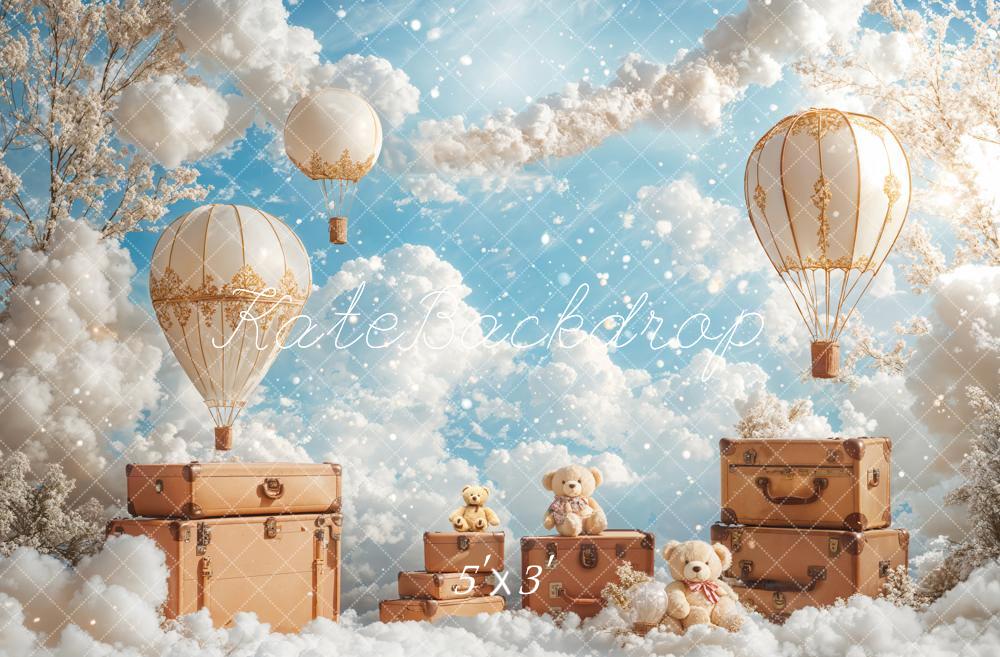 Hot Air Balloons Clouds Travel Sky Foto Achtergrond Designed by Emetselch