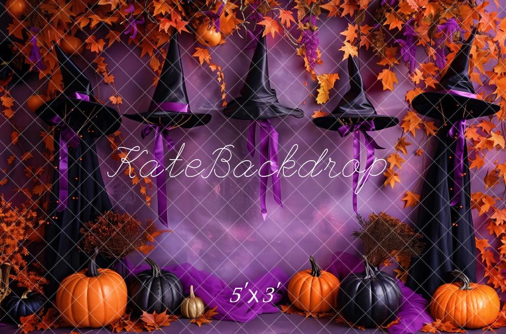 Kate Halloween Witchy Hat Purple Wall Backdrop Designed by Patty Robert