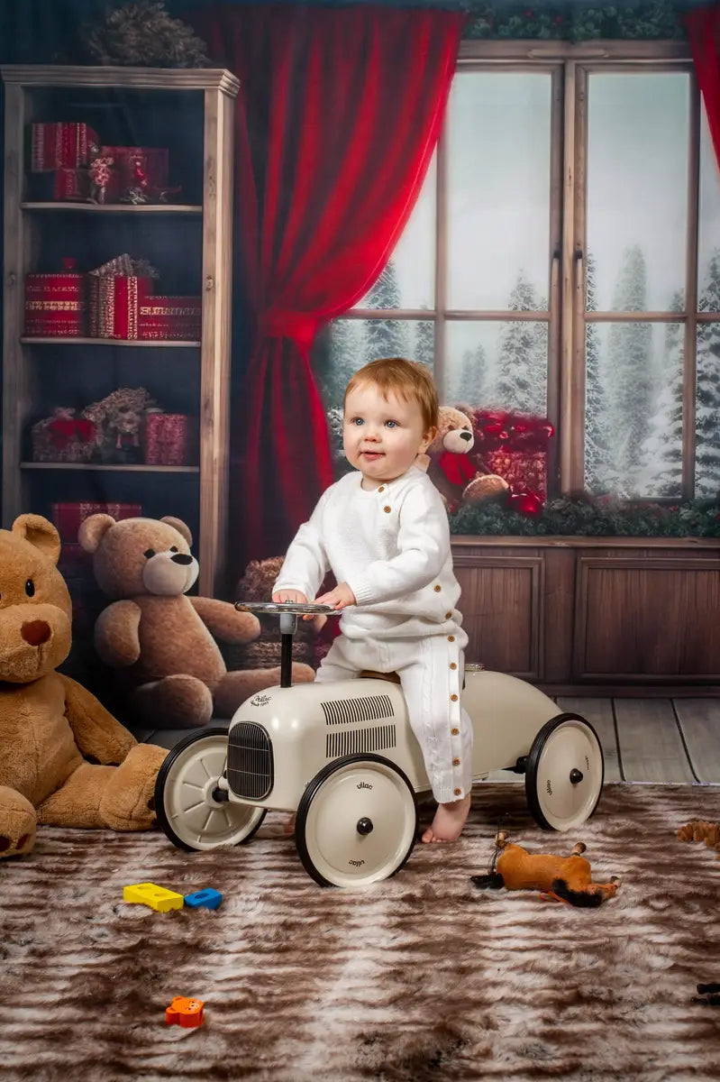 Kate Christmas Room Teddy Bear Windows Backdrop Designed by Chain Photography