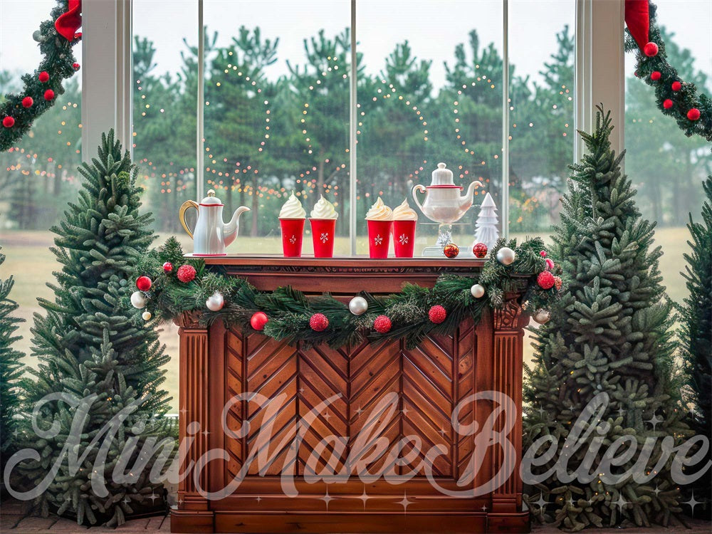 Christmas Indoor Hot Cocoa Brown Table Foto Achtergrond Designed by Mini MakeBelieve