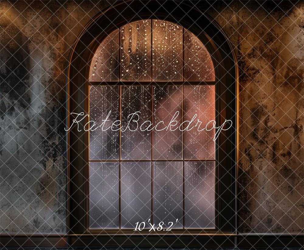 Kate Vintage Arched Window Rain Backdrop Designed by Mini MakeBelieve