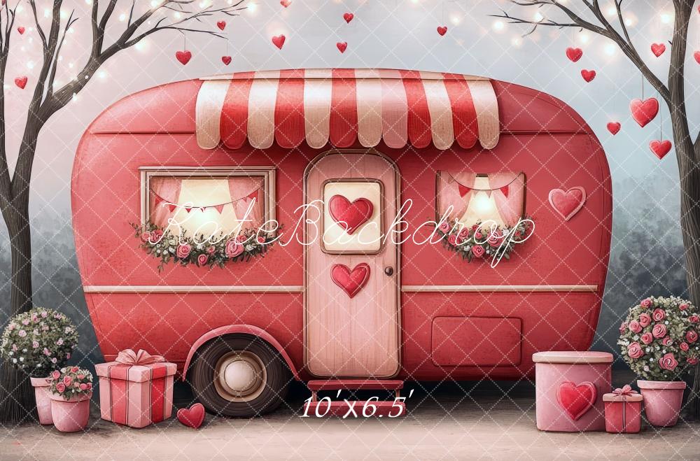 Kate Valentine Red Caravan Backdrop Designed by Mini MakeBelieve