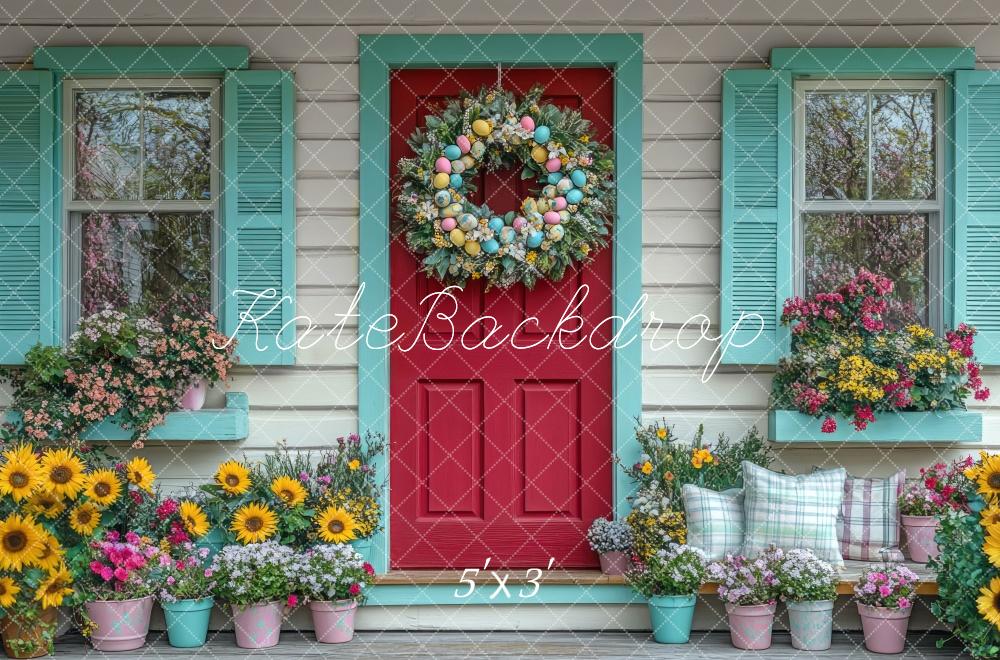 Kate Easter Wreath Floral Porch Backdrop Designed by Mini MakeBelieve