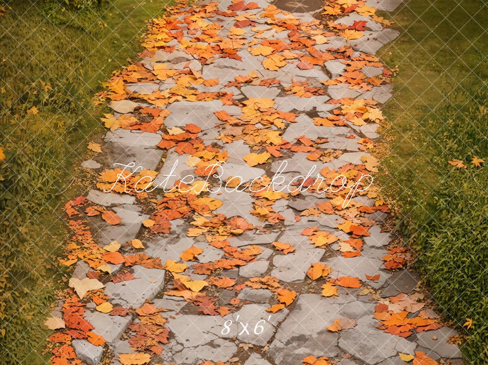 Fondo de Piso de Adoquines del Camino de Hojas de Otoño Diseñado por Emetselch