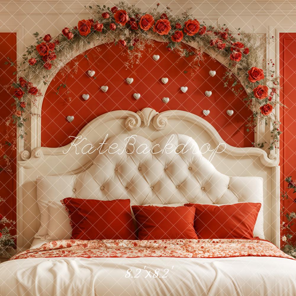 Kate Valentine Headboard Red Rose Backdrop Designed by Emetselch