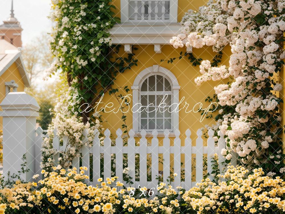 Kate Spring Floral Yellow Cottage Backdrop Designed by Emetselch