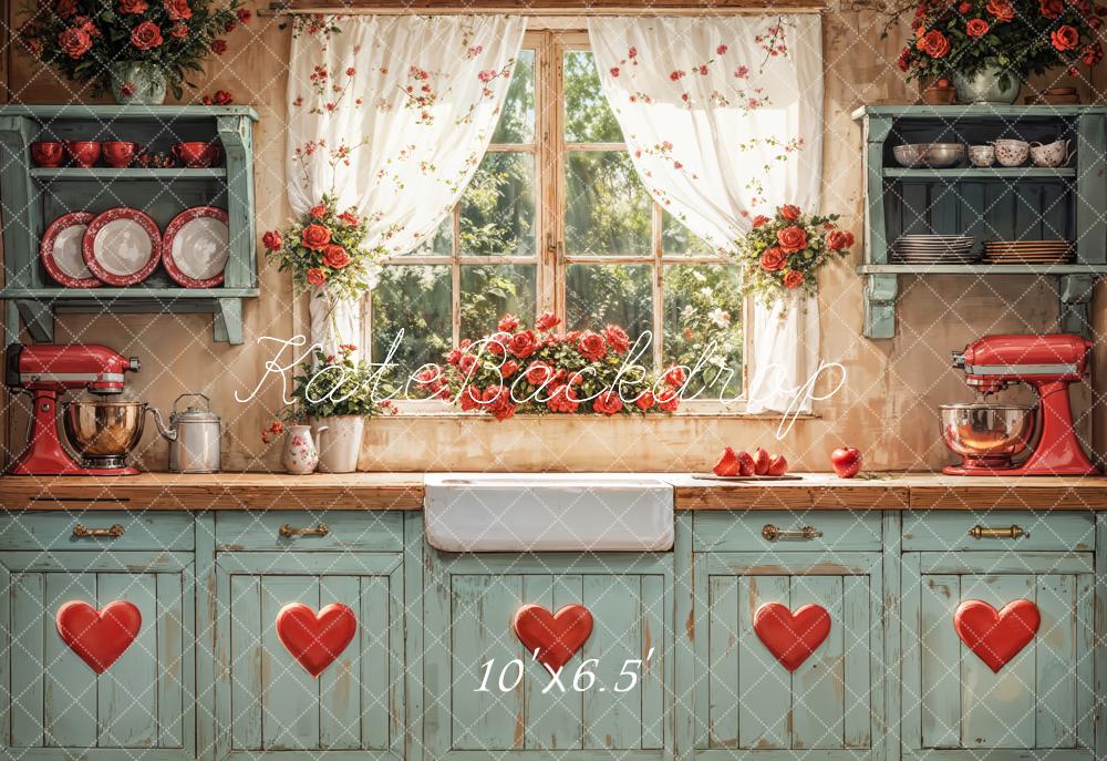 Kate Valentine Rustic Kitchen Window Backdrop Designed by Emetselch