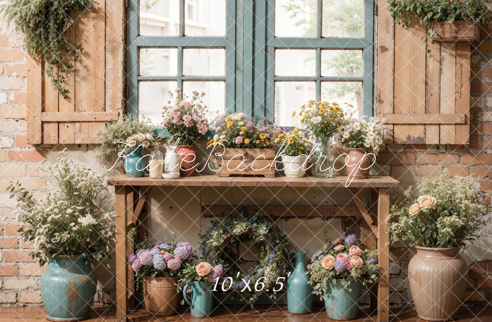 Kate  Spring Rustic Floral Window Table Backdrop Designed by Emetselch